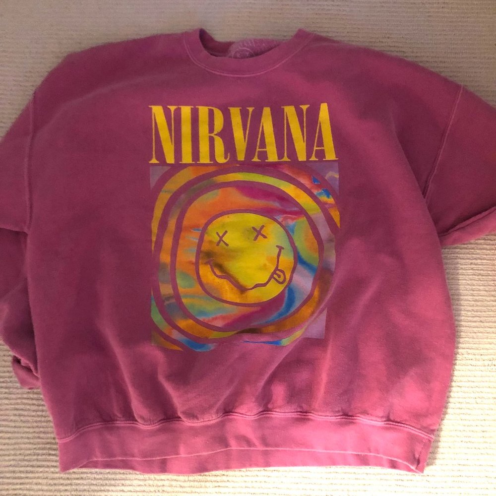 Urban Outfitters Nirvana Smile Overdyed Sweatshirt
